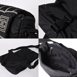 Very Good Condition CHANEL Mini Sports Line Nylon Shoulder Bag Black No. 10 Coco Mark Logo Used 4a001923
