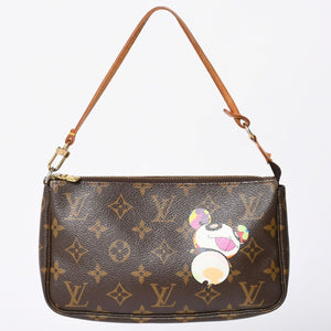 LOUIS VUITTON ルイヴィトン ポシェット アクセソワール パンダ M51981 モノグラム アクセポ ハンドバッグ 村上隆 美品 中古 4a002394