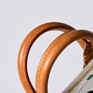 LOUIS VUITTON ルイヴィトン モノグラム マルチカラー ミニスピーディ ハンドバッグ M92645 PVC ヌメ革 ホワイト 村上隆 美品 中古 4a002390
