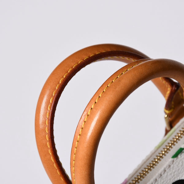 LOUIS VUITTON ルイヴィトン モノグラム マルチカラー ミニスピーディ ハンドバッグ M92645 PVC ヌメ革 ホワイト 村上隆 美品 中古 4a002390