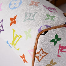 画像をギャラリービューアに読み込む, LOUIS VUITTON ルイヴィトン モノグラム マルチカラー ミニスピーディ ハンドバッグ M92645 PVC ヌメ革 ホワイト 村上隆 美品 中古 4a002390