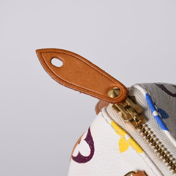 LOUIS VUITTON ルイヴィトン モノグラム マルチカラー ミニスピーディ ハンドバッグ M92645 PVC ヌメ革 ホワイト 村上隆 美品 中古 4a002390