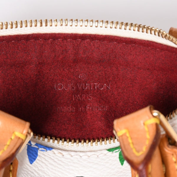 LOUIS VUITTON ルイヴィトン モノグラム マルチカラー ミニスピーディ ハンドバッグ M92645 PVC ヌメ革 ホワイト 村上隆 美品 中古 4a002390