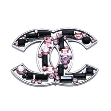 画像をギャラリービューアに読み込む, 極美品 CHANEL シャネル ココマークビジューブローチ ラインストーン ピンク ブラック 03A刻印 ココマーク 2003年AW 中古 4a002338