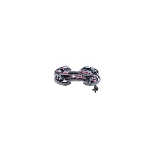 Very Good Condition CHANEL Coco Mark Bijou Brooch Rhinestone Pink Black 03A Stamp Coco Mark 2003 AW Used 4a002338