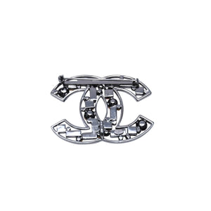 Very Good Condition CHANEL Coco Mark Bijou Brooch Rhinestone Pink Black 03A Stamp Coco Mark 2003 AW Used 4a002338