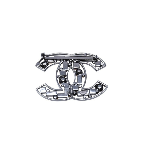 Very Good Condition CHANEL Coco Mark Bijou Brooch Rhinestone Pink Black 03A Stamp Coco Mark 2003 AW Used 4a002338
