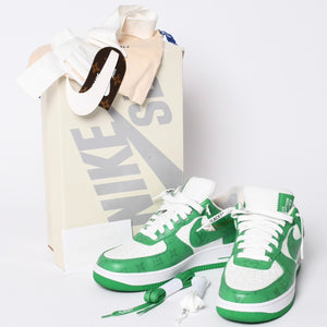 極美品 LOUIS VUITTON × NIKE ルイヴィトン ナイキ ヴァージルアブロー Air Force 1 Mid エアフォース1スニーカー グリーン サイズ8 中古 4a002115