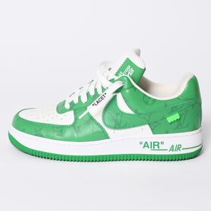 極美品 LOUIS VUITTON × NIKE ルイヴィトン ナイキ ヴァージルアブロー Air Force 1 Mid エアフォース1スニーカー グリーン サイズ8 中古 4a002115