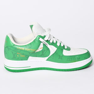 極美品 LOUIS VUITTON × NIKE ルイヴィトン ナイキ ヴァージルアブロー Air Force 1 Mid エアフォース1スニーカー グリーン サイズ8 中古 4a002115