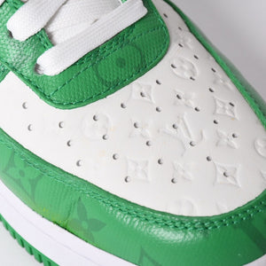 極美品 LOUIS VUITTON × NIKE ルイヴィトン ナイキ ヴァージルアブロー Air Force 1 Mid エアフォース1スニーカー グリーン サイズ8 中古 4a002115