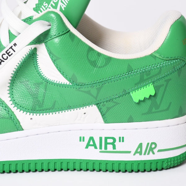 極美品 LOUIS VUITTON × NIKE ルイヴィトン ナイキ ヴァージルアブロー Air Force 1 Mid エアフォース1スニーカー グリーン サイズ8 中古 4a002115