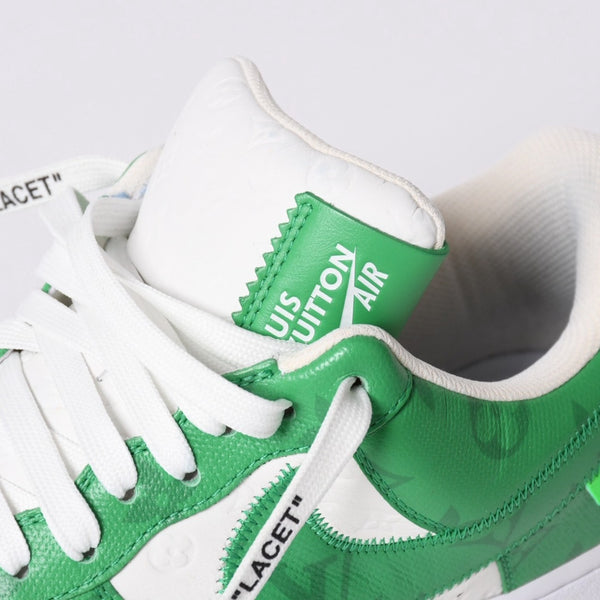 極美品 LOUIS VUITTON × NIKE ルイヴィトン ナイキ ヴァージルアブロー Air Force 1 Mid エアフォース1スニーカー グリーン サイズ8 中古 4a002115