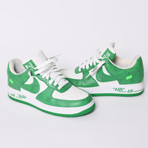 極美品 LOUIS VUITTON × NIKE ルイヴィトン ナイキ ヴァージルアブロー Air Force 1 Mid エアフォース1スニーカー グリーン サイズ8 中古 4a002115