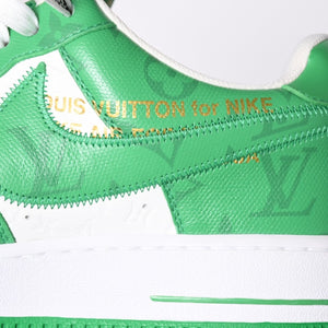 極美品 LOUIS VUITTON × NIKE ルイヴィトン ナイキ ヴァージルアブロー Air Force 1 Mid エアフォース1スニーカー グリーン サイズ8 中古 4a002115