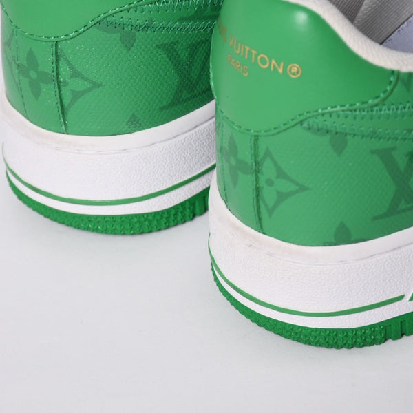 極美品 LOUIS VUITTON × NIKE ルイヴィトン ナイキ ヴァージルアブロー Air Force 1 Mid エアフォース1スニーカー グリーン サイズ8 中古 4a002115
