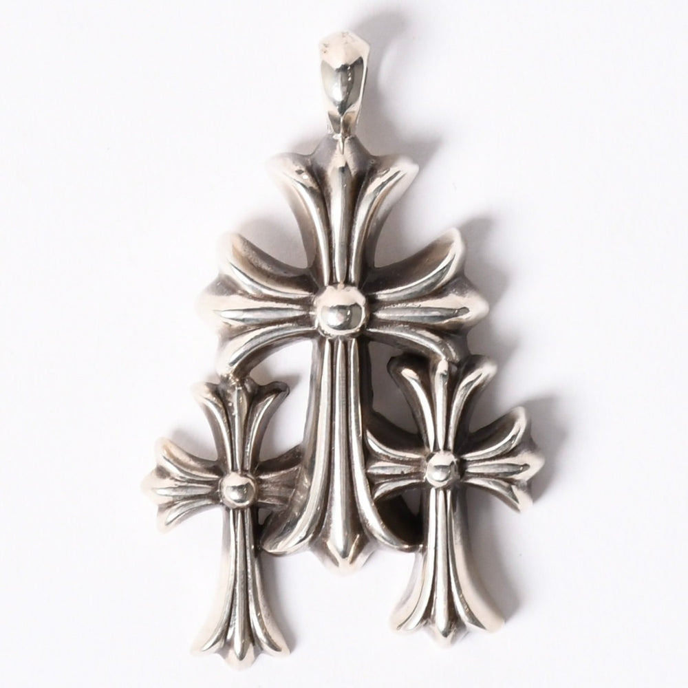 極美品 CHROME HEARTS クロムハーツ トリプルクロス 3CH CRS SML 3CH クロス シルバーペンダントトップ シルバー 925 中古 4a002358