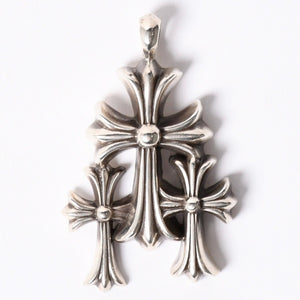 Very good condition CHROME HEARTS Triple Cross 3CH CRS SML 3CH Cross Silver Pendant Top Silver 925 Used 4a002358