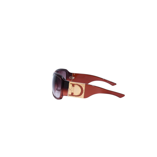 極美品 Christian Dior クリスチャンディオール Shaded 1グラデーションサングラス Dロゴ ブラウン ボルドー ゴールド金具 メガネ QJPS2 中古 4a002323