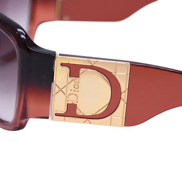 極美品 Christian Dior クリスチャンディオール Shaded 1グラデーションサングラス Dロゴ ブラウン ボルドー ゴールド金具 メガネ QJPS2 中古 4a002323