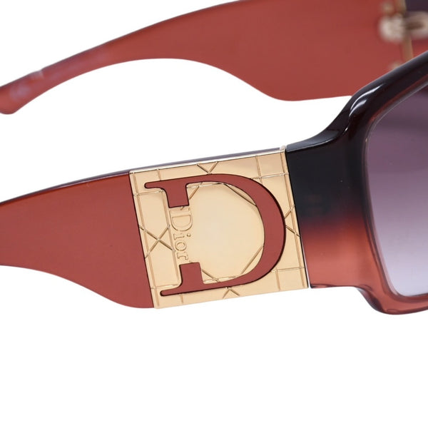 極美品 Christian Dior クリスチャンディオール Shaded 1グラデーションサングラス Dロゴ ブラウン ボルドー ゴールド金具 メガネ QJPS2 中古 4a002323