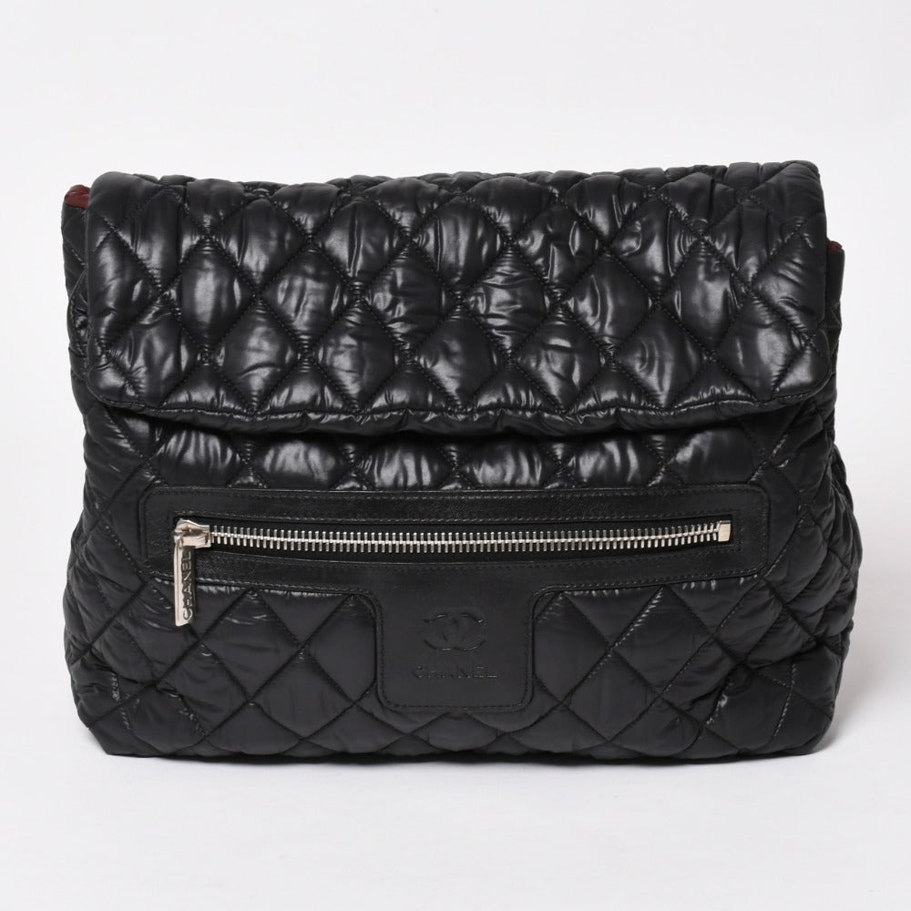 極美品 CHANEL シャネル コココクーン リュック デイパック 13番台 イタリア製 レザー ブラック シルバー金具 中古 4a003535