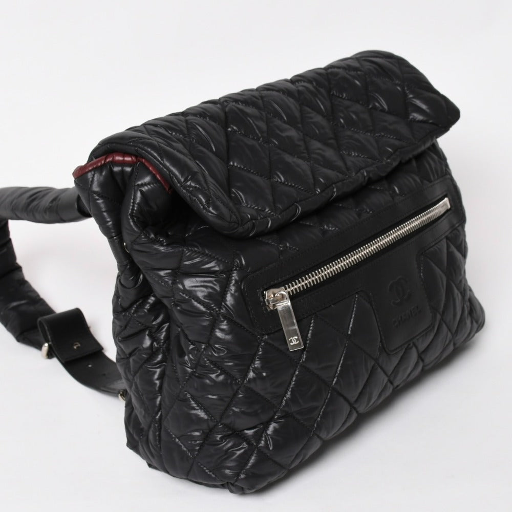 極美品 CHANEL シャネル コココクーン リュック デイパック 13番台 イタリア製 レザー ブラック シルバー金具 中古 4a003535