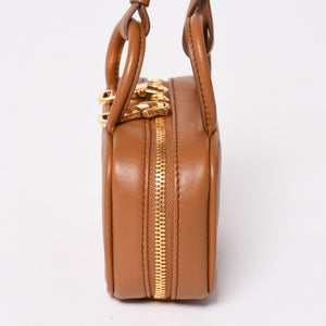 Very good condition Miu Miu Beau Leather Micro Bag Brown Mini Pouch Mini Back Charm Leather 5NR036 Gold Hardware Used 4a003388