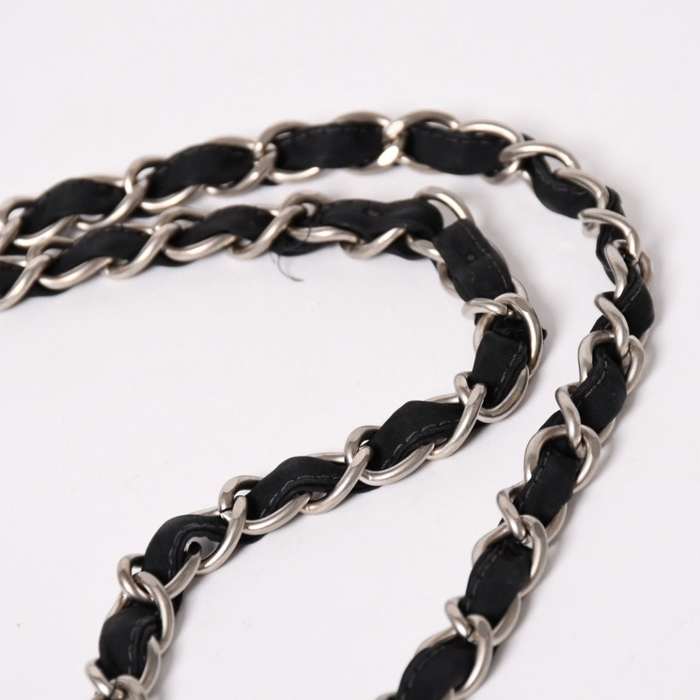 CHANEL シャネル マトラッセ チョコバー ショルダーバッグ 7番台 ココマーク ナイロン ブラック シルバー金具 美品 中古 4a003361