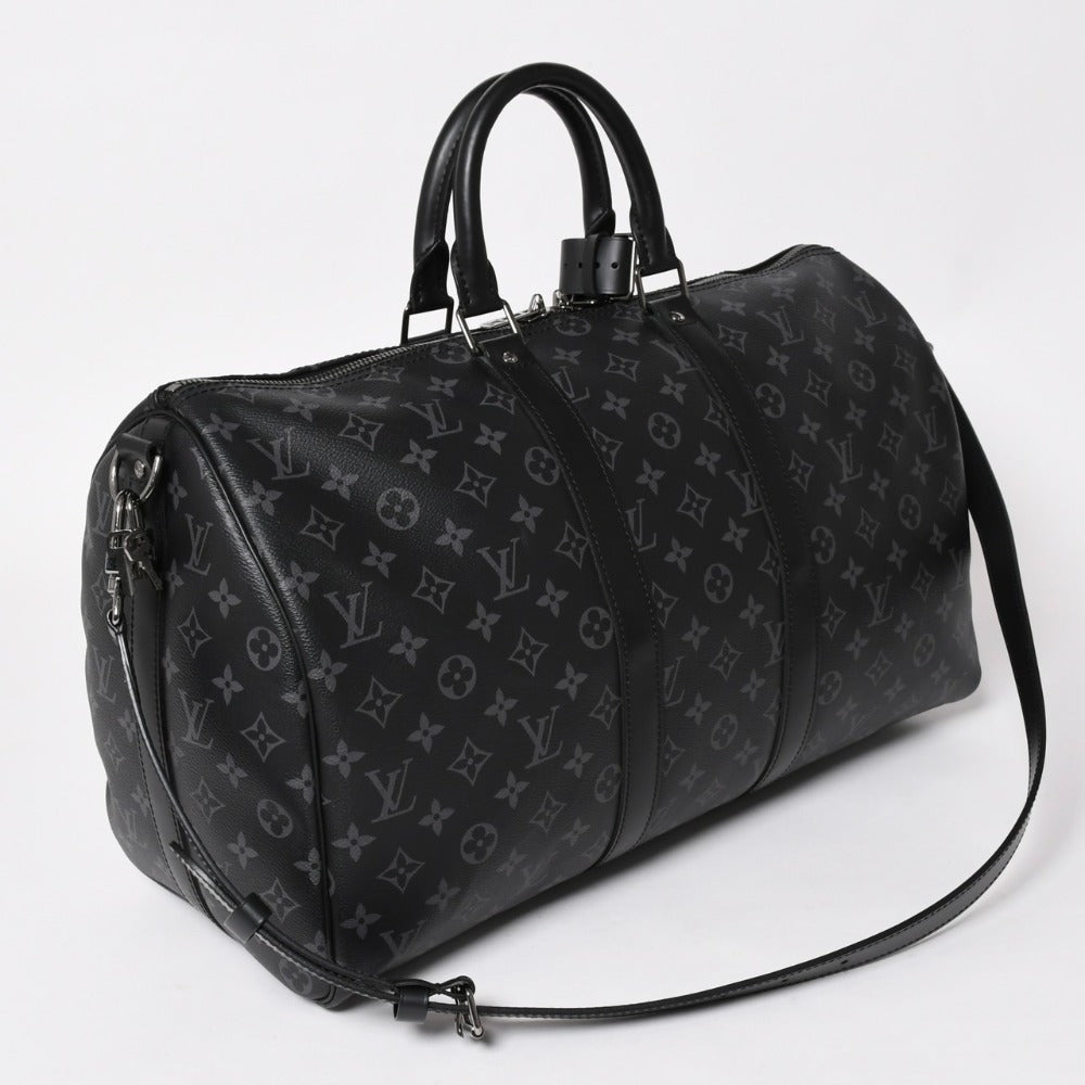 新品同様 LOUIS VUITTON ルイヴィトン キーポル バンドリエール45 ボストンバッグ M40569 モノグラム エクリプス ブラック 中古 4a003443