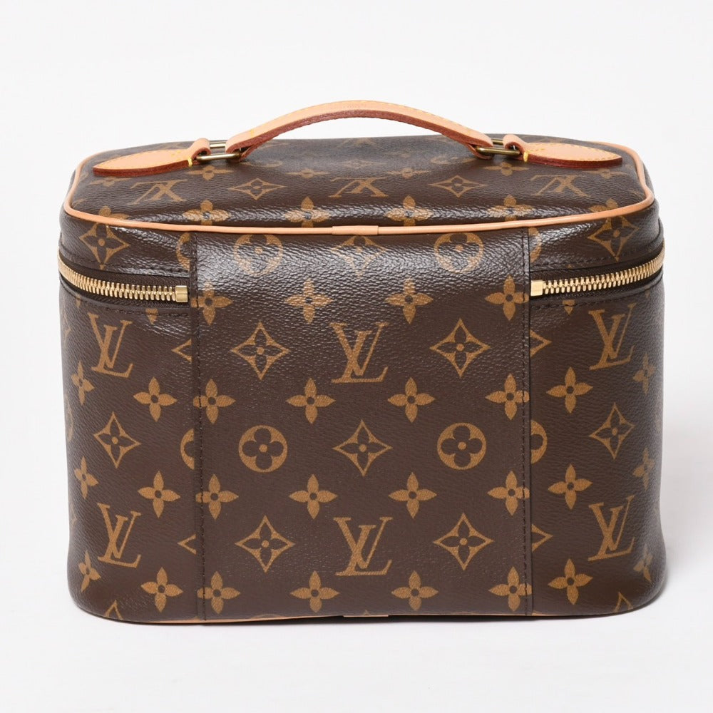 新品同様 LOUIS VUITTON ルイヴィトンニースBB バニティバッグ ハンドバッグ M42265 モノグラム PVC レザー ブラウン 中古 4a003278