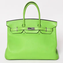 画像をギャラリービューアに読み込む, 極美品 HERMES エルメス BIRKIN バーキン35 アップルグリーン シルバー金具 トゴ ハンドバッグ 中古 4a003558