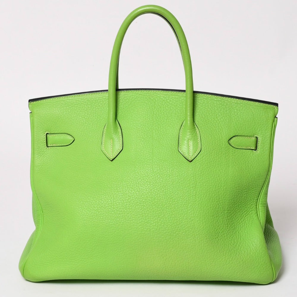 極美品 HERMES エルメス BIRKIN バーキン35 アップルグリーン シルバー金具 トゴ ハンドバッグ 中古 4a003558