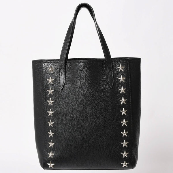 JIMMY CHOO Jimmy Choo Black Leather Silver Studded Star Studded Handbag Good Condition Used 4a002510