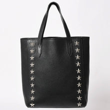 画像をギャラリービューアに読み込む, JIMMY CHOO ジミーチュウ ブラック レザー シルバースタッズ スタースタッズ ハンドバッグ 美品 中古 4a002510