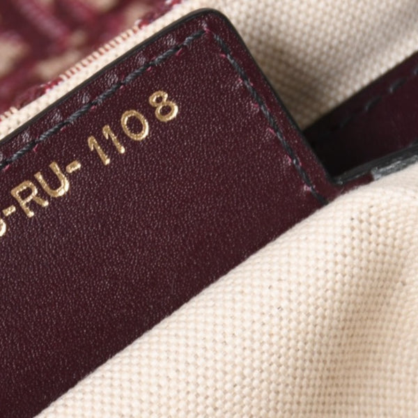 極美品 Christian Dior クリスチャンディオール ショルダーバッグ サドルバッグ トロッター コットンキャンバス オブリークジャガード ボルドー 中古 4a003325