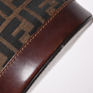 FENDI フェンディ ズッカ柄 バケットバッグ 巾着型ハンドバッグ ショルダーバッグ キャンバス レザー ブラウン シルバー金具 美品 中古 4a002914