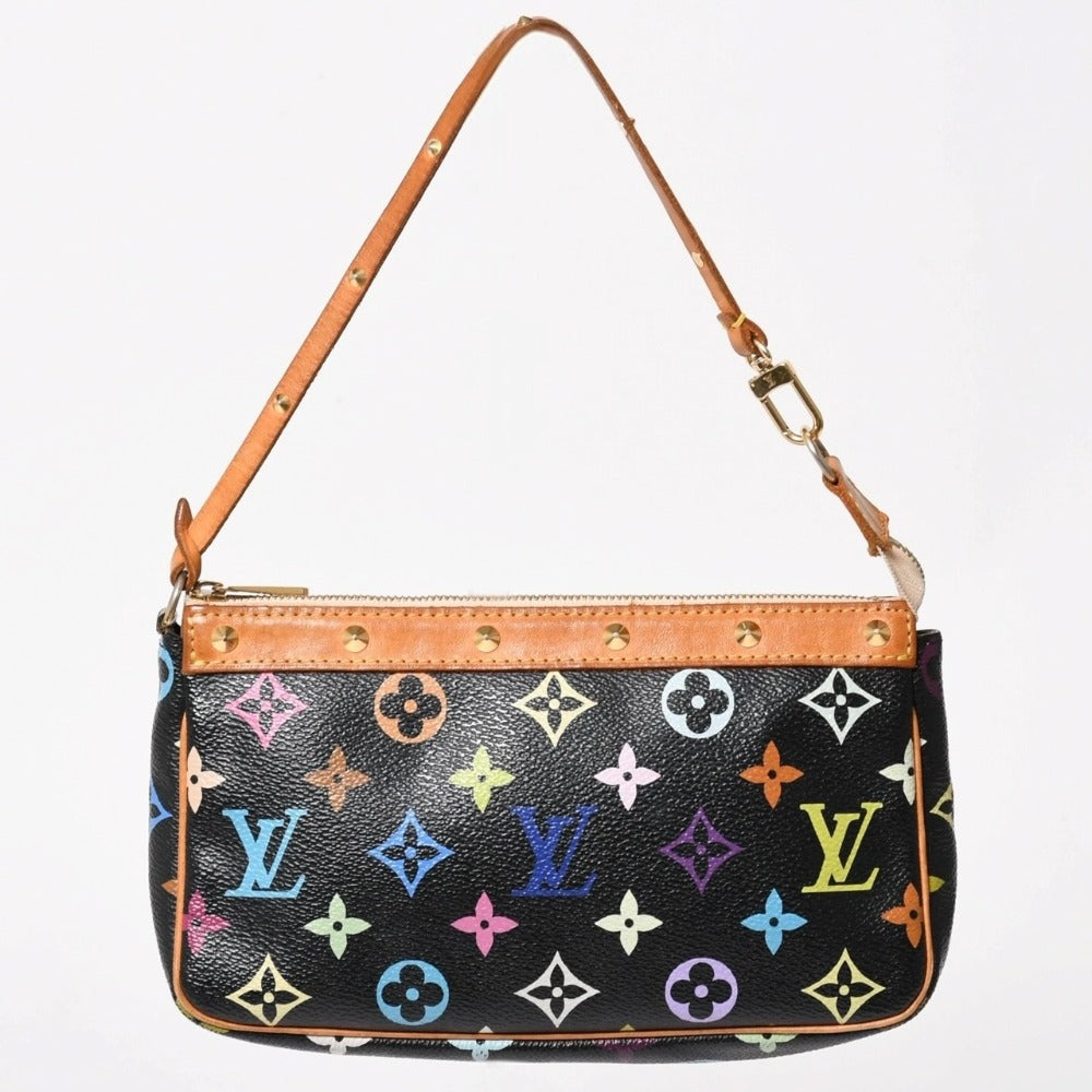 LOUIS VUITTON Pochette Accessory Pouch M92648 Monogram Multicolor Black Good Condition Used 4a003286
