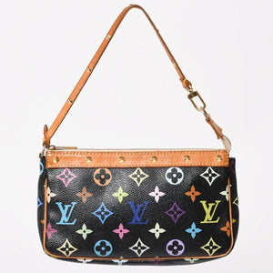 LOUIS VUITTON ルイヴィトン ポシェットアクセソワール アクセサリーポーチ M92648 モノグラム マルチカラー ブラック 美品 中古 4a003286