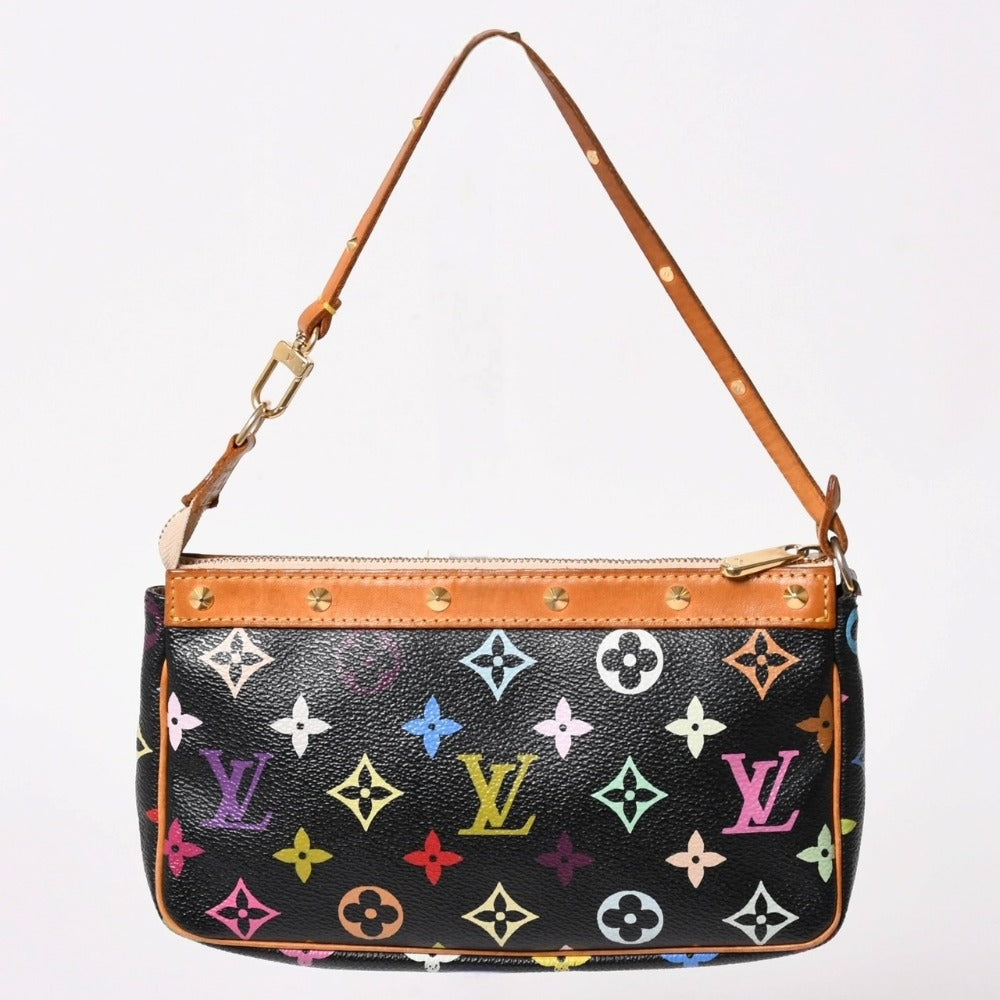 LOUIS VUITTON Pochette Accessory Pouch M92648 Monogram Multicolor Black Good Condition Used 4a003286