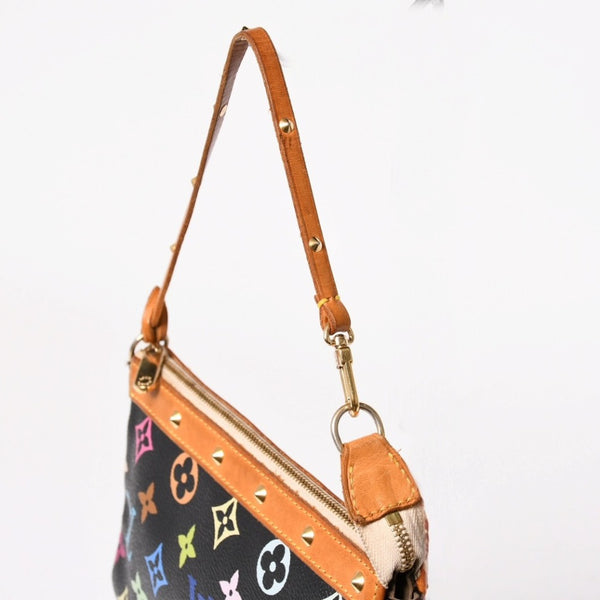 LOUIS VUITTON ルイヴィトン ポシェットアクセソワール アクセサリーポーチ M92648 モノグラム マルチカラー ブラック 美品 中古 4a003286