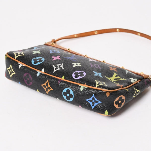 LOUIS VUITTON ルイヴィトン ポシェットアクセソワール アクセサリーポーチ M92648 モノグラム マルチカラー ブラック 美品 中古 4a003286