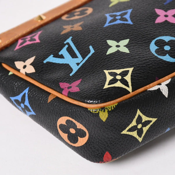 LOUIS VUITTON ルイヴィトン ポシェットアクセソワール アクセサリーポーチ M92648 モノグラム マルチカラー ブラック 美品 中古 4a003286
