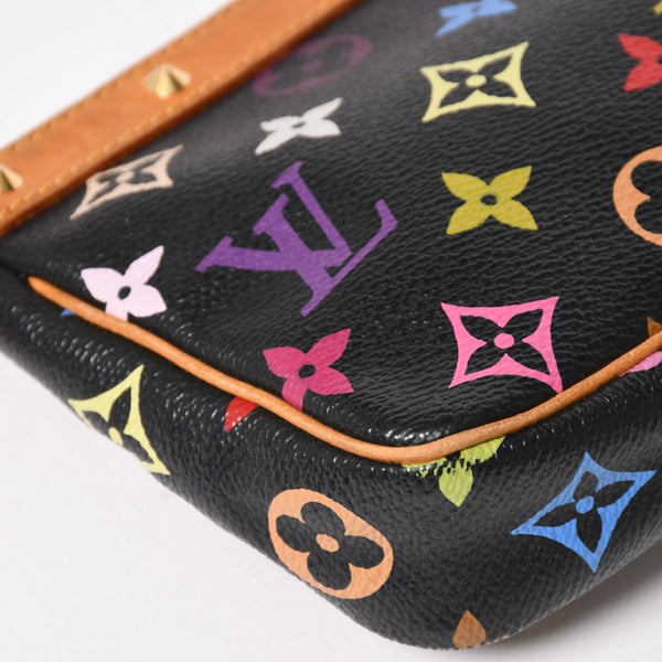 LOUIS VUITTON ルイヴィトン ポシェットアクセソワール アクセサリーポーチ M92648 モノグラム マルチカラー ブラック 美品 中古 4a003286