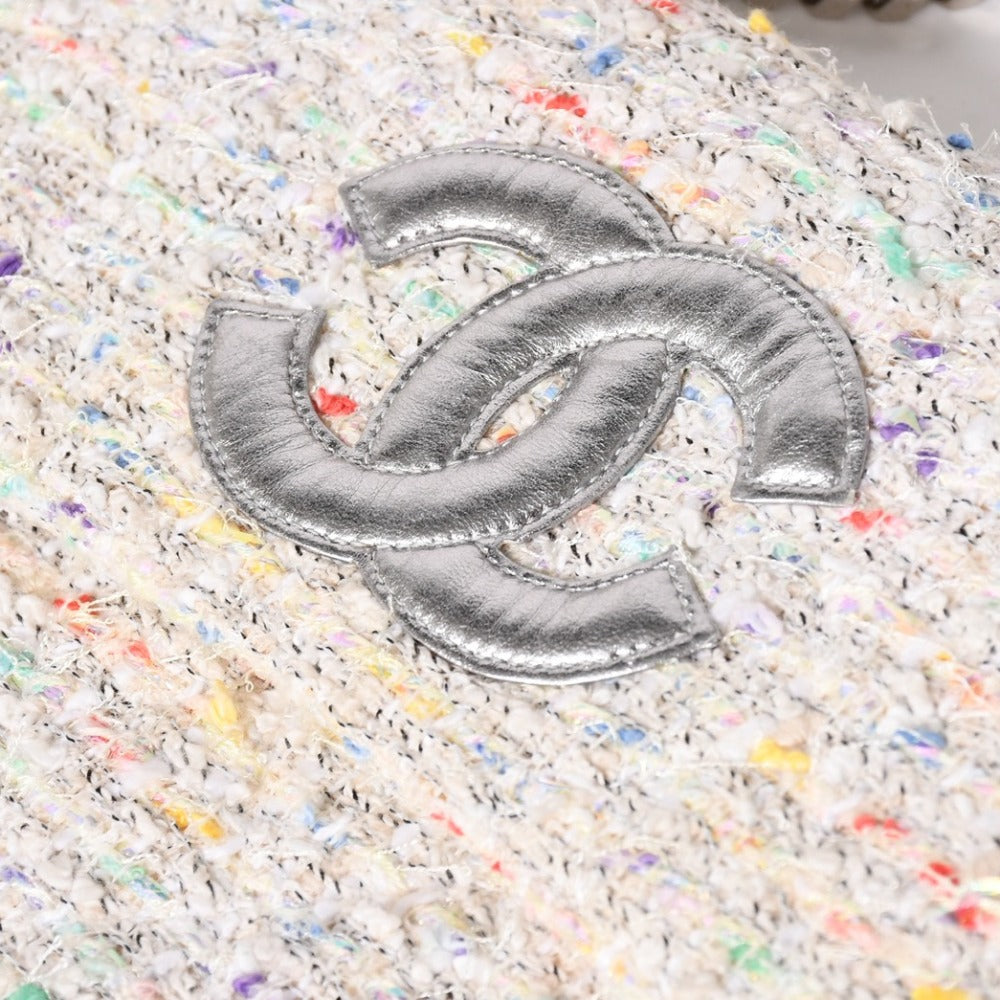 CHANEL シャネル コンフェッテイツイードチェーンショルダーバッグ フラップバッグ アイボリー マルチカラー 4番台 ココマーク シルバー金具 美品 中古 4a003291