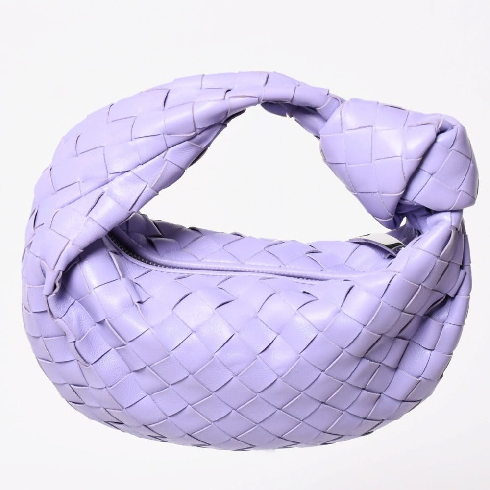 極美品 BOTTEGA VENETA ボッテガヴェネタ ミニジョディ ホーボー ハンドバッグ イントレチャート 651876 VCPP5 4214 パープル ラムスキン シルバー金具 中古