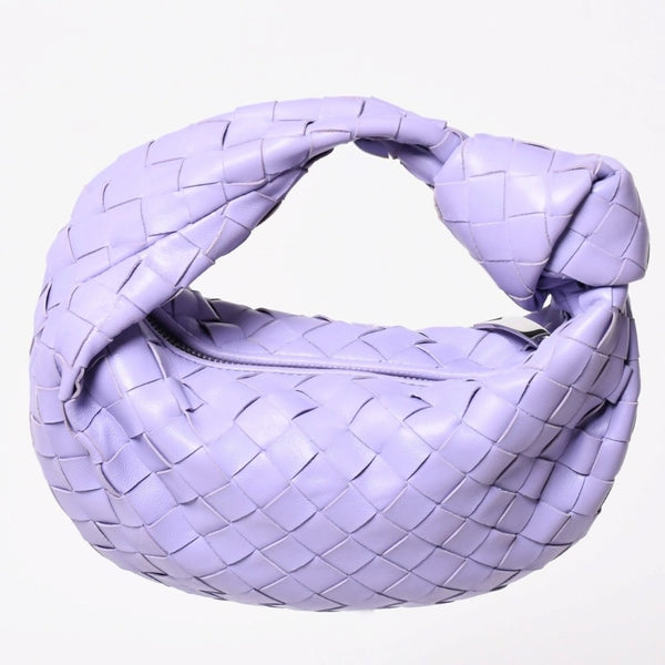 極美品 BOTTEGA VENETA ボッテガヴェネタ ミニジョディ ホーボー ハンドバッグ イントレチャート 651876 VCPP5 4214 パープル ラムスキン シルバー金具 中古