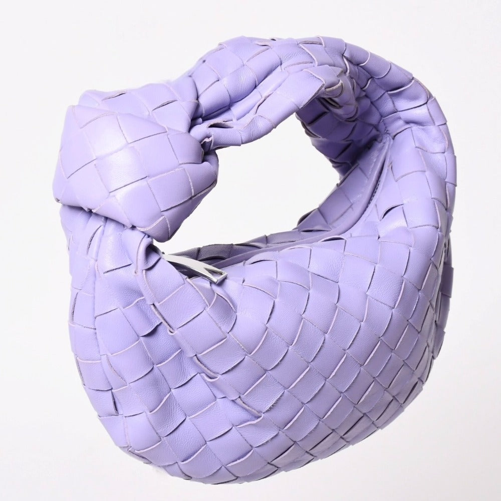 極美品 BOTTEGA VENETA ボッテガヴェネタ ミニジョディ ホーボー ハンドバッグ イントレチャート 651876 VCPP5 4214 パープル ラムスキン シルバー金具 中古