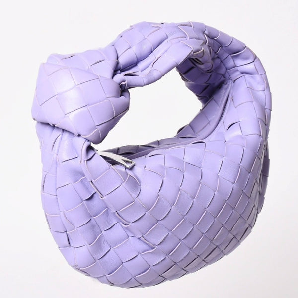 極美品 BOTTEGA VENETA ボッテガヴェネタ ミニジョディ ホーボー ハンドバッグ イントレチャート 651876 VCPP5 4214 パープル ラムスキン シルバー金具 中古