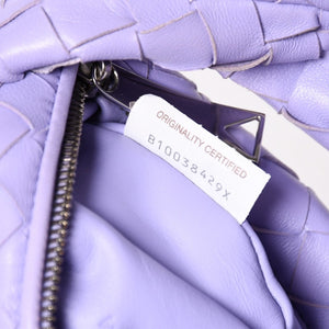 極美品 BOTTEGA VENETA ボッテガヴェネタ ミニジョディ ホーボー ハンドバッグ イントレチャート 651876 VCPP5 4214 パープル ラムスキン シルバー金具 中古